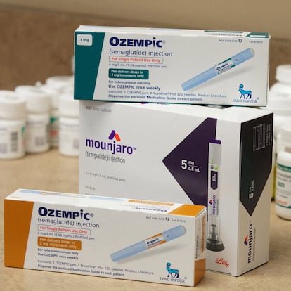 Boxes of Ozempic and Mounjaro, semaglutide and tirzepatide injection drugs used for treating type 2 diabetes and made by Novo Nordisk and Lilly, is seen at a Rock Canyon Pharmacy in Provo, Utah, U.S. March 29, 2023. REUTERS/George Frey