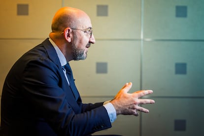 Charles Michel during the interview. 