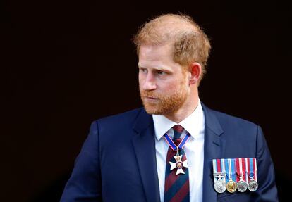 El príncipe Enrique durante el servicio del décimo aniversario de la Fundación Invictus Games en la catedral de San Pablo, el 8 de mayo de 2024 en Londres.