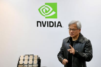 El cofundador, presidente y CEO de Nvidia, Jensen Huang, en la feria de computación de Taipei.