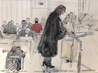 Marie Dose, abogada de Ali Oulkadi, durante el juicio por los atentados de París.