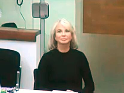 Corinna Larsen, durante su declaración ante el juez por videoconferencia desde Londres el pasado enero.