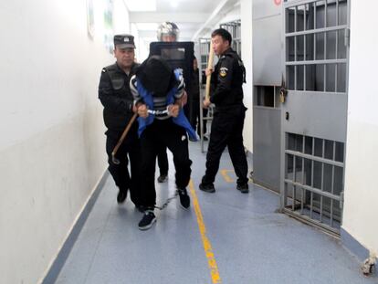 An inmate at a re-education center in Tekes.