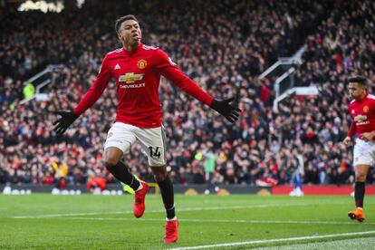 Jesse Lingard celebra el gol del triunfo en Old Trafford.