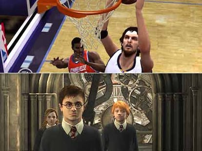 <b>Imagen de Los Sims, NBA Live y Harry Potter (de arriba a abajo), los juegos de la guía</b> <i>Aprendiendo con los videojuegos</i> <i>comerciales.</i>