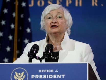 Janet Yellen, en su nominación como Secretaria del Tesoro de EE UU, el pasado diciembre, en Delaware.