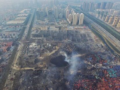 Foto aèria del lloc de l'explosió de dimecres.