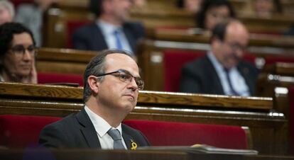 Jordi Turull, durant el ple d'investidura al Parlament.