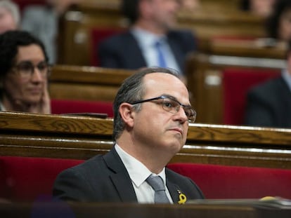 Jordi Turull, durante el pleno de investidura de este jueves en el Parlament.