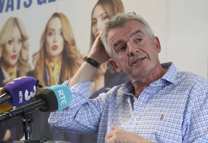 El presidente de Ryanair, Michael O&#039;Leary, en una rueda de rpensa en Dubl&iacute;n