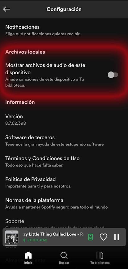 Archivos locales Spotify