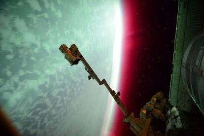 Aurora captada desde la Estación Espacial Internacional por el astronauta Scott Kelly el pasado 23 de junio.