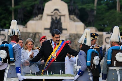 Nicolás Maduro, este lunes durante un acto castrense. 