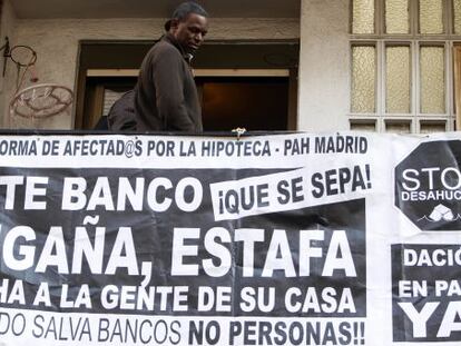 A protest action in Madrid against evictions.