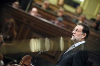 El líder del PP, Mariano Rajoy, durante su discurso en la sesión de investidura.
