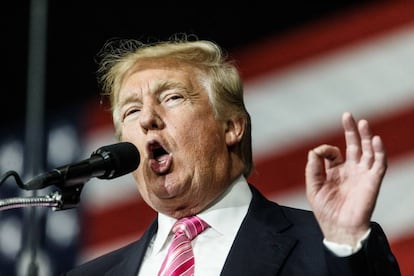 Donald Trump speaks at a political rally in Pennsylvania at the weekend.