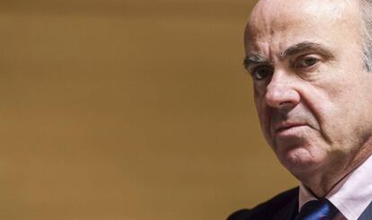 Luis de Guindos en la reunión del Eurogrupo.