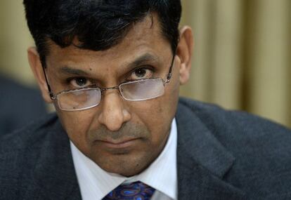 Raghuram Rajan, en una rueda de prensa en Bombay.