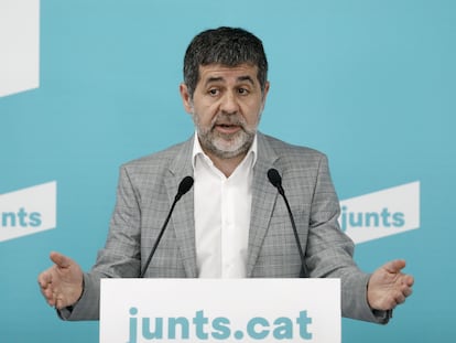 El secretario general de Junts per Catalunya, Jordi Sànchez, durante una rueda de prensa en la sede del partido. EFE / Andreu Dalmau
