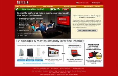 Página principal de Netflix.com