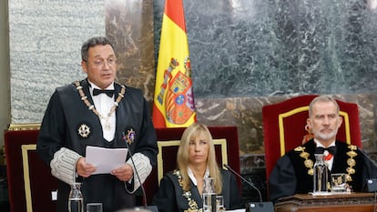 El Fiscal General del Estado, Álvaro García Ortiz, interviene durante el acto de Apertura del Año Judicial 2025/2026, en el Palacio de Justicia, sede del Tribunal Supremo, ?a 5 de septiembre de 2025, en Madrid (España). Durante el acto se han presentado las memorias del Consejo General del Poder Judicial y del Tribunal Supremo, y de la fiscalía general del Estado, detallando el estado, funcionamiento y actividades del Poder Judicial y la criminalidad del año anterior.
05 SEPTIEMBRE 2025;AÑO JUDICIAL
EFE/Chema Moya POOL
05/09/2025