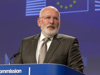 Frans Timmermans, en una conferencia de prensa este martes en Bruselas.