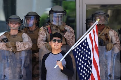 Una protesta contra el ICE, este 4 de julio en Los Ángeles.