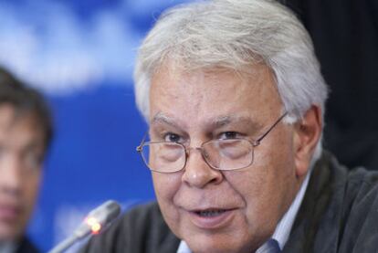 El expresidente Felipe González, ayer durante la sesión del Consejo para el Futuro de Europa.