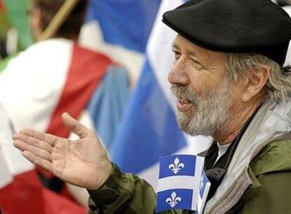 Pierre Falardeau, en una manifestación independentista en 2008.