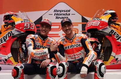 Márquez y Lorenzo, en la presentación de Honda. 