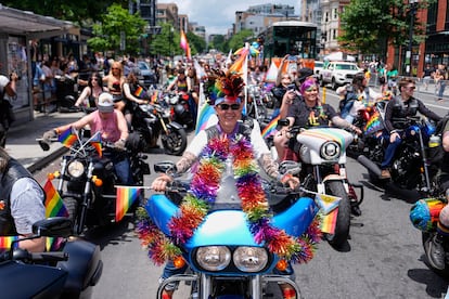Manifestantes en moto durante el World Pride, el 7 de junio de 2025 en Washington. 
