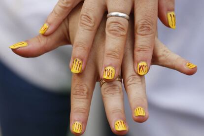 Fins i tot les ungles customitzades lluïen molts participants a la manifestació de la Diada.