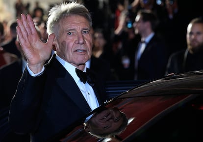 Harrison Ford, este jueves en Cannes tras la proyección de 'Indiana Jones y el dial del destino'.