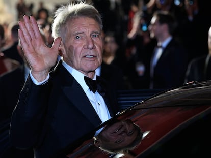 Harrison Ford, el jueves en Cannes tras la proyección de 'Indiana Jones y el dial del destino'.