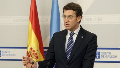 Feijóo durante la rueda de prensa