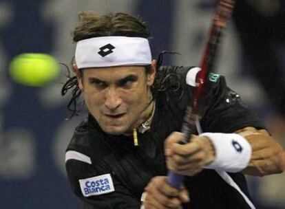 David Ferrer, durante su duelo contra Andy Roddick.