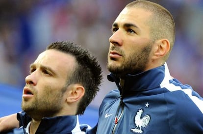 Valbuena y Benzama, en un partido del Mundial 2014.