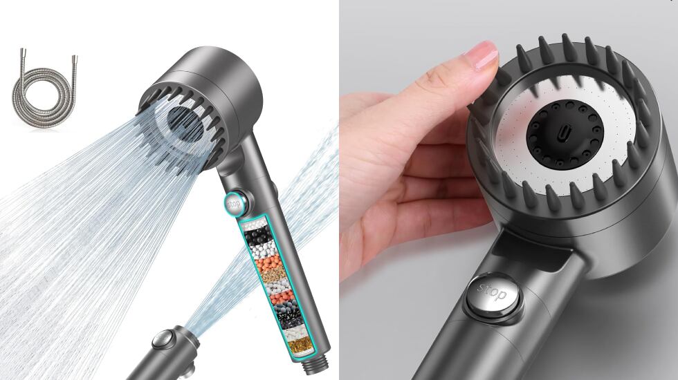 Su cabezal cuenta con una zona de masaje exterior.