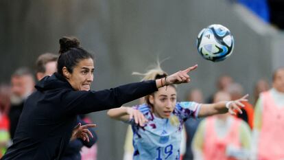 Montse Tomé, durante el partido contra Suecia.