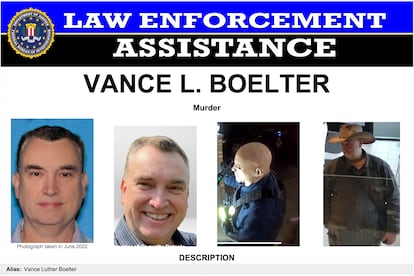Imagen proporcionada por el FBI con fotos de Vance L. Boelter.