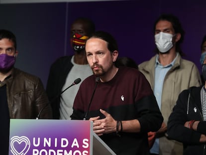 Unidas Podemos leader Pablo Iglesias on election night.