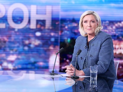 Marine Le Pen, during a televised interview in Paris on Monday.