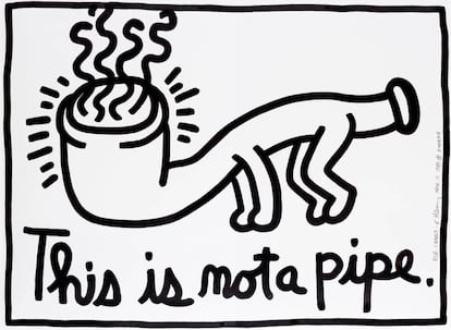 Homenaje de Keith Haring a René Magritte.