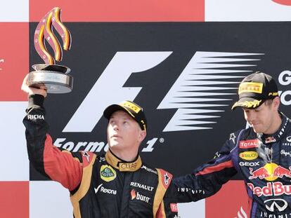 Raikkonen y Vettel, en el podio de Nürburgring