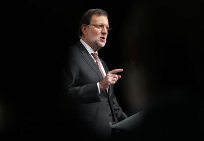 El presidente del Gobierno, Mariano Rajoy, este miércoles, durante un foro.