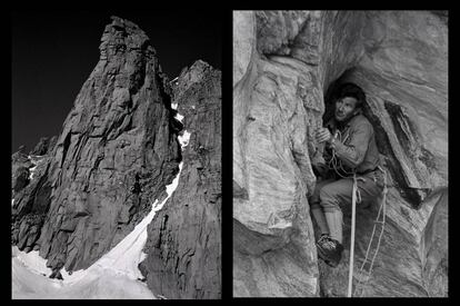 El escalador Walter Bonatti, en la ascensión al Grand Capucin, en los Alpes franceses.