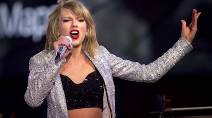 Taylor Swift, durante un concierto en Times Square.