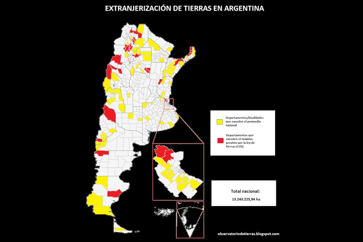 Un mapa muestra las tierras de Argentina en manos de extranjeros: 13 ...