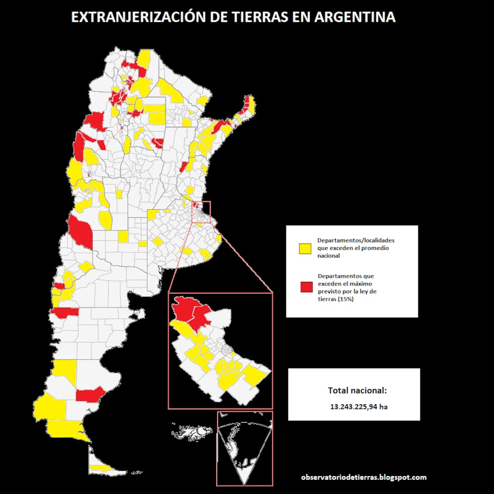 Un mapa muestra las tierras de Argentina en manos de extranjeros: 13 millones de hectáreas | EL PAÍS Argentina
