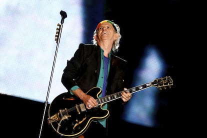 Los largos punteos de Keith Richards con su guitarra fueron impecables durante el concierto de ayer en Lisboa ante 90.000 personas.